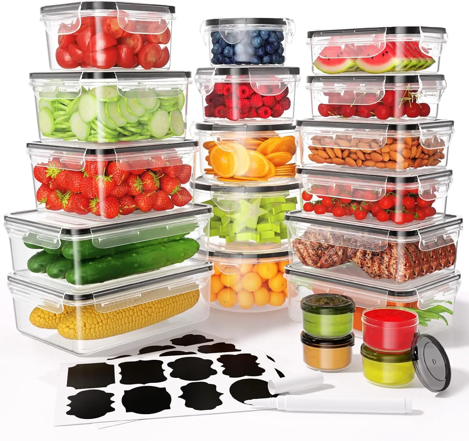Food Storage Labels - 40 PCS Wadah Penyimpanan Makanan dengan