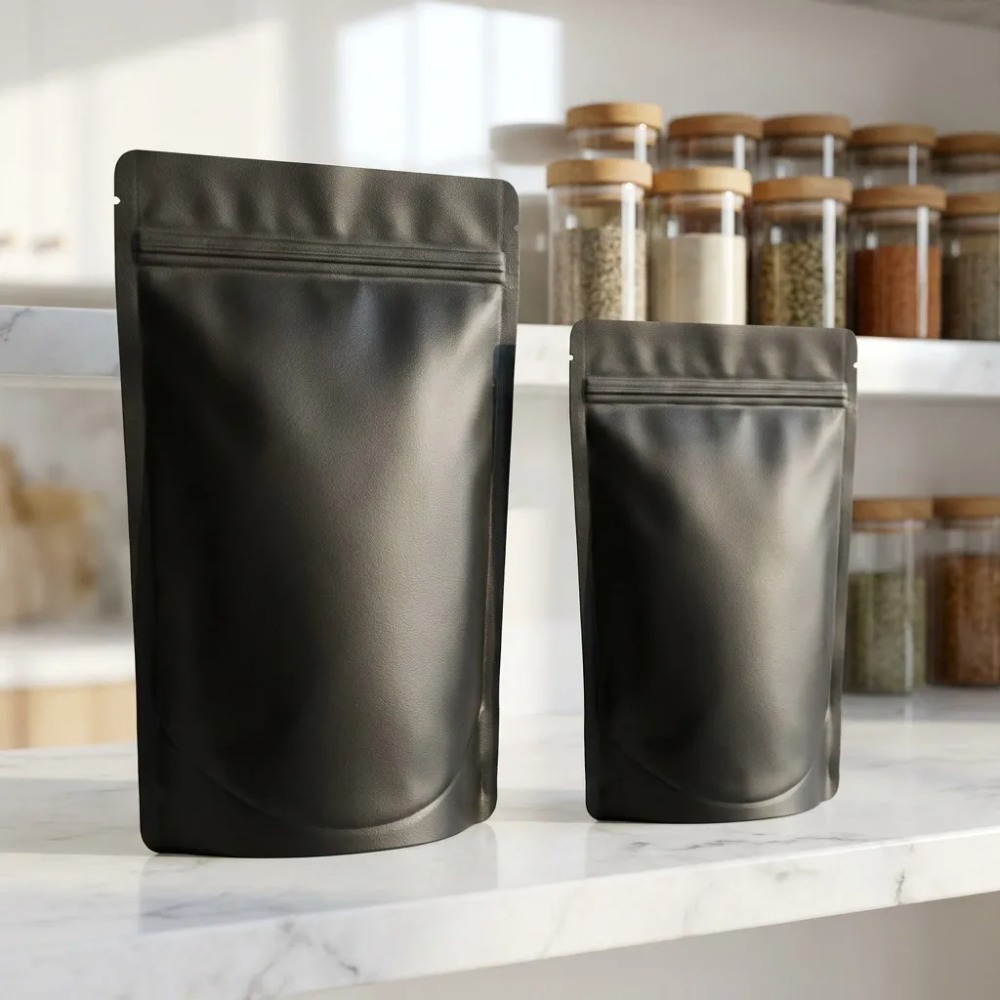 Food Storage Mylar Bags - 100pcs Kantong Mylar Premium Matte Hitam,