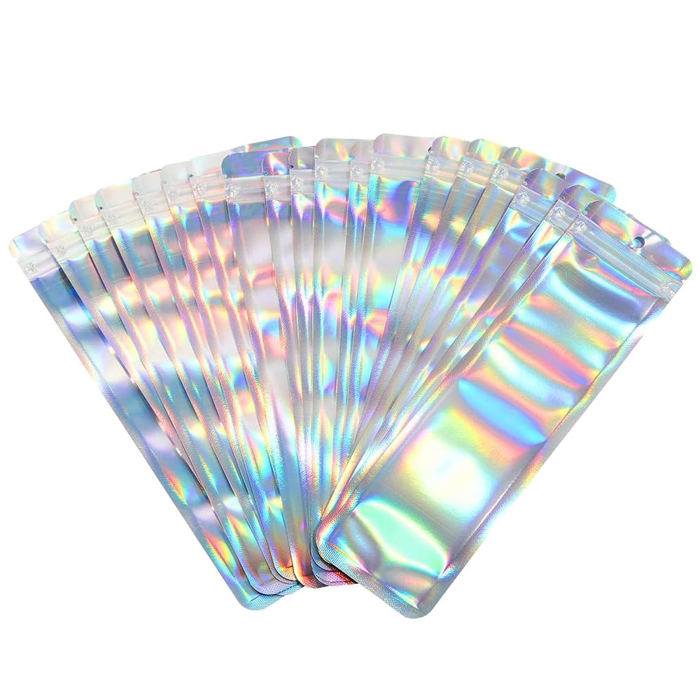 Food Storage Bags Zip Lock Pouch - 50 buah tas kemasan holografik panjang