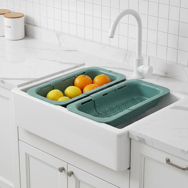 Food Storage Non Toxic - Keranjang Pembuangan Teleskopik, Keranjang Penyimpanan Wastafel