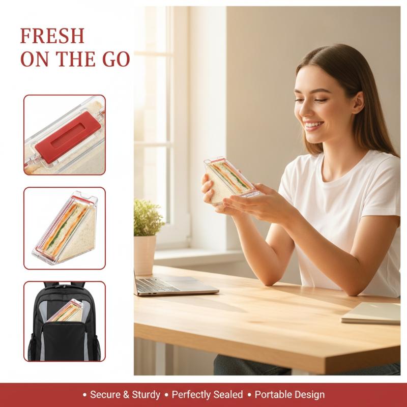 Food Storage Non Toxic - Tempat Penyimpanan Sandwich Segitiga Transparan dengan