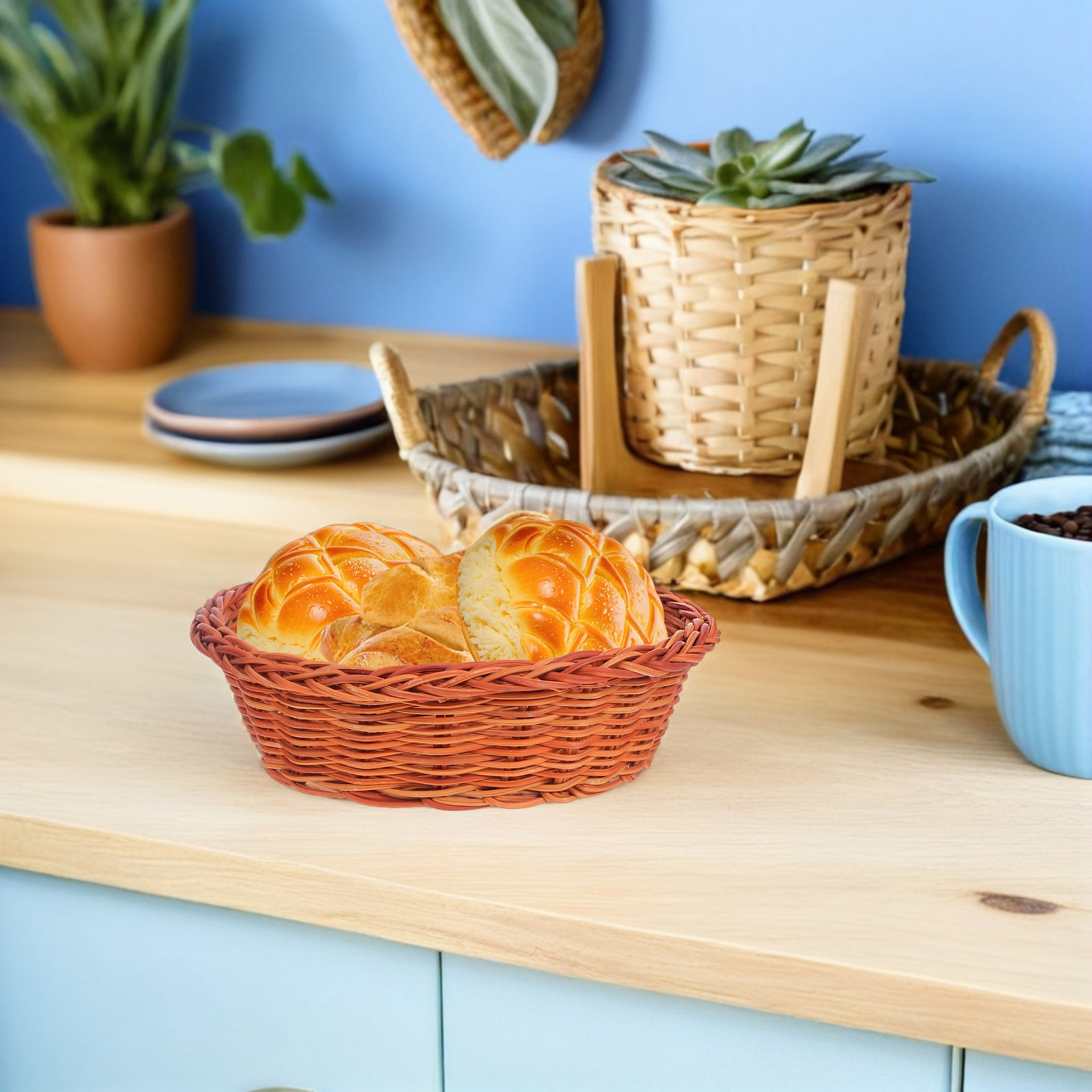 10 Buah Keranjang Roti Rotan O - Food Storage Organizer ulasan dan harga
