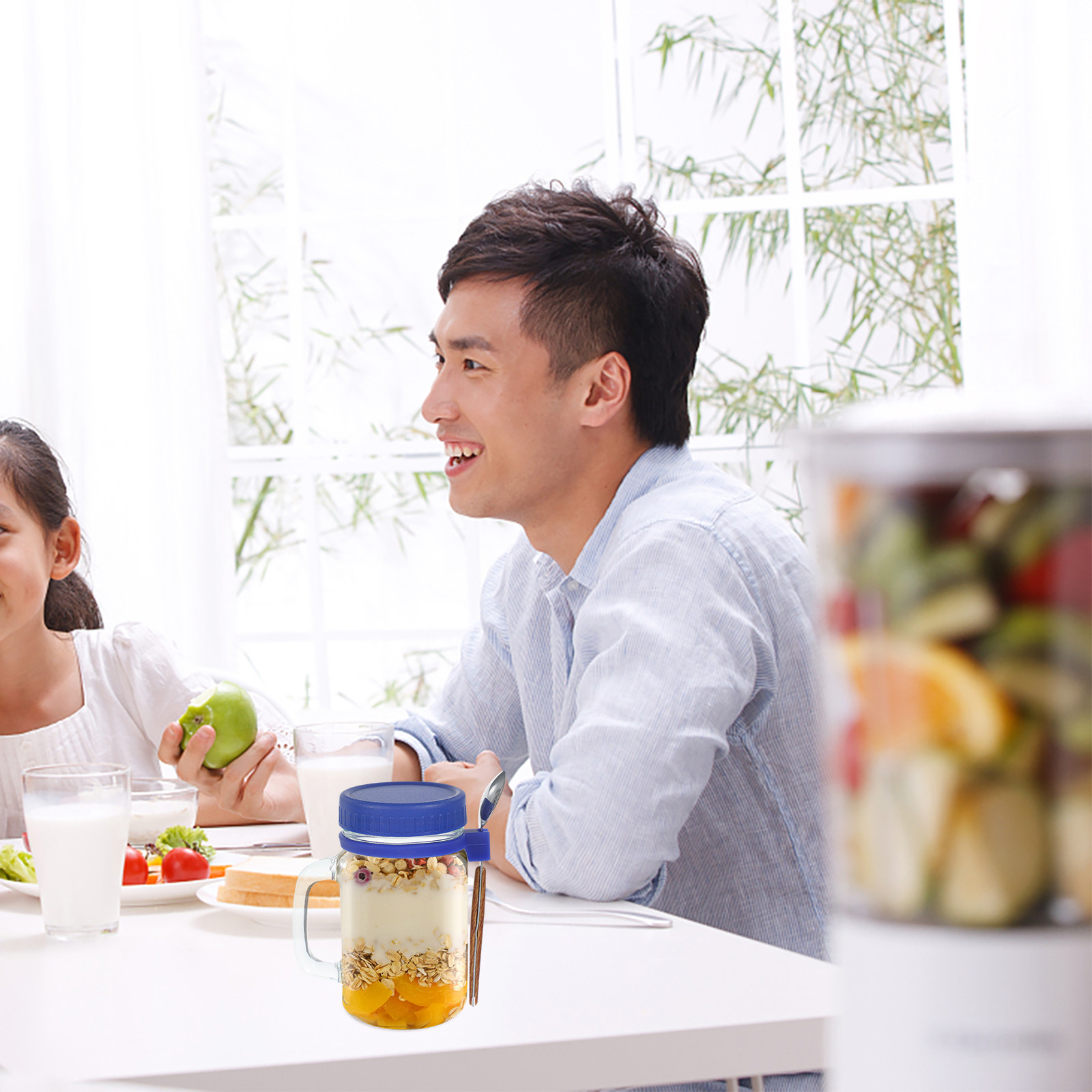 1Set Wadah Sarapan Overnight O - Airtight Cereal Jar ulasan dan harga