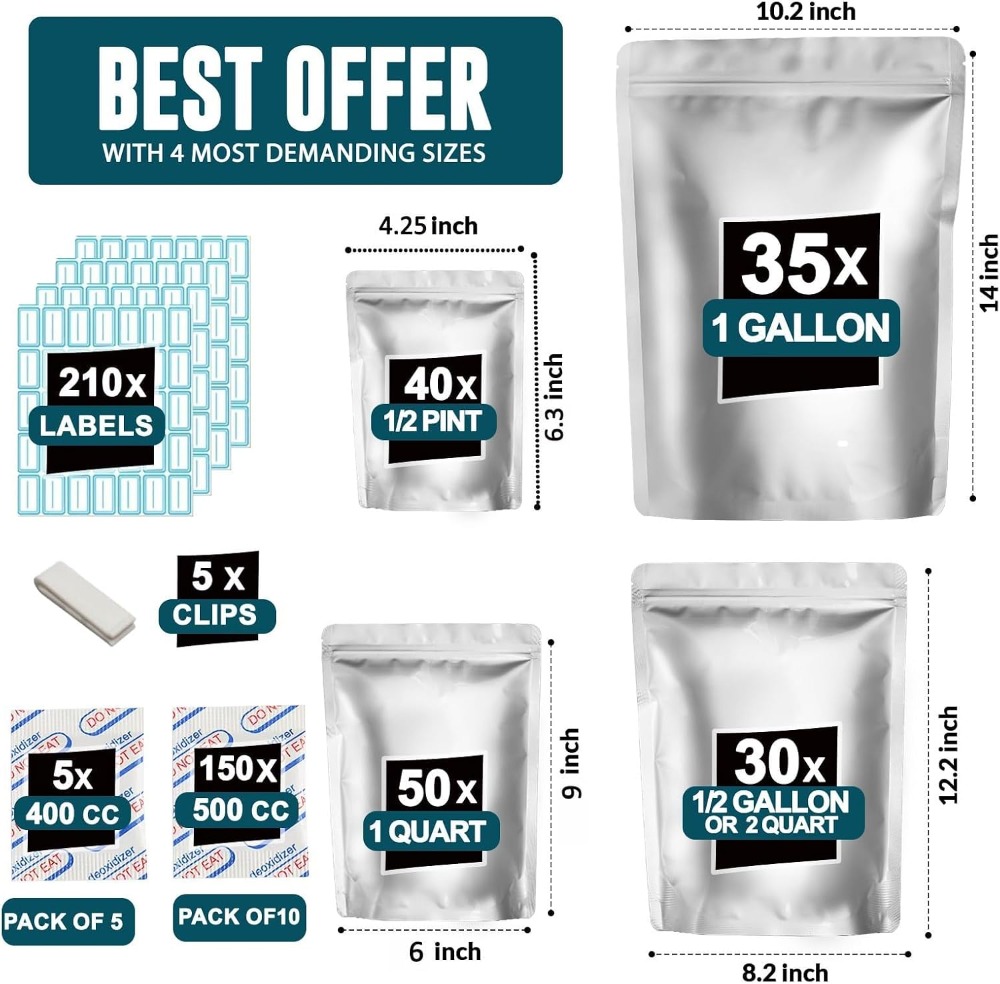 155 Kantong Mylar dengan 155 P - Food Storage Mylar Bags ulasan dan harga