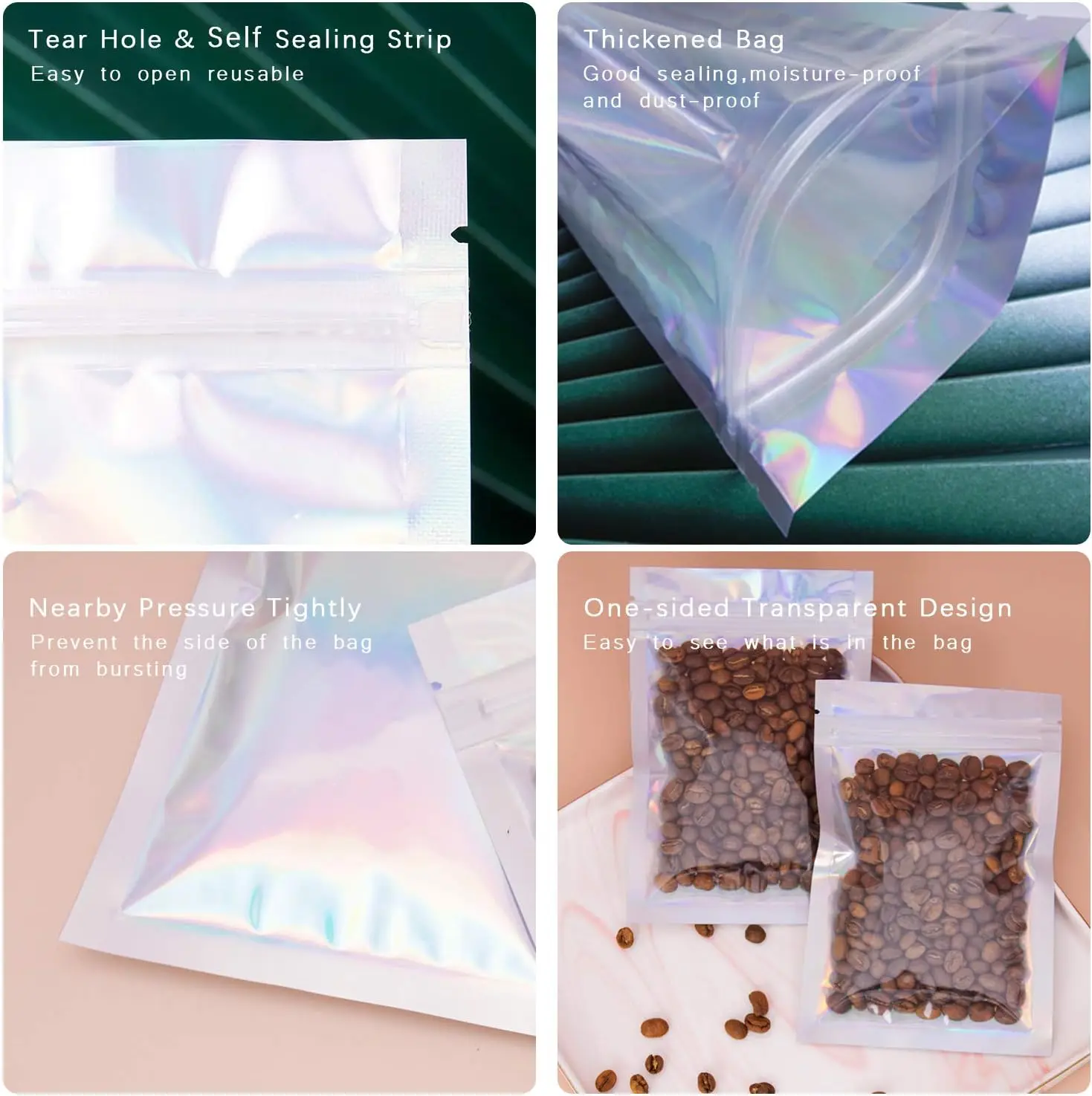Tas Mylar pelangi holografik d - Food Storage Bags Zip Lock Pouch ulasan dan harga