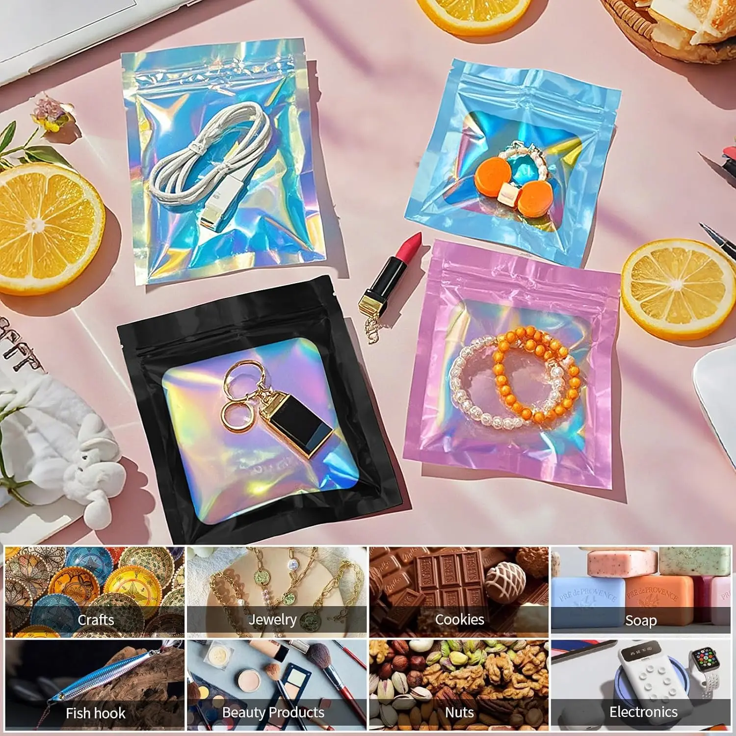 Tas Mylar pelangi holografik d - Food Storage Bags Zip Lock Pouch ulasan dan harga
