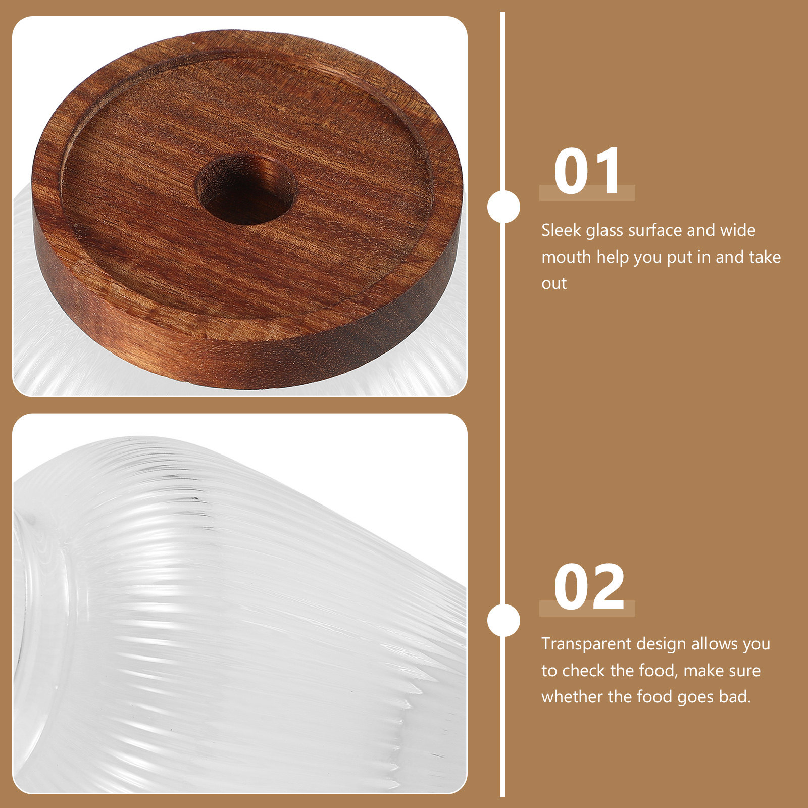 Toples Teh Kaca Tutup Kayu Ked - Airtight Cereal Jar ulasan dan harga